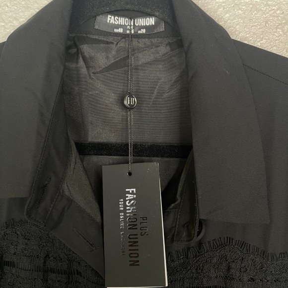 Fashion Union midi button down shirt dress with lace panel and belt - Picture 6 of 7